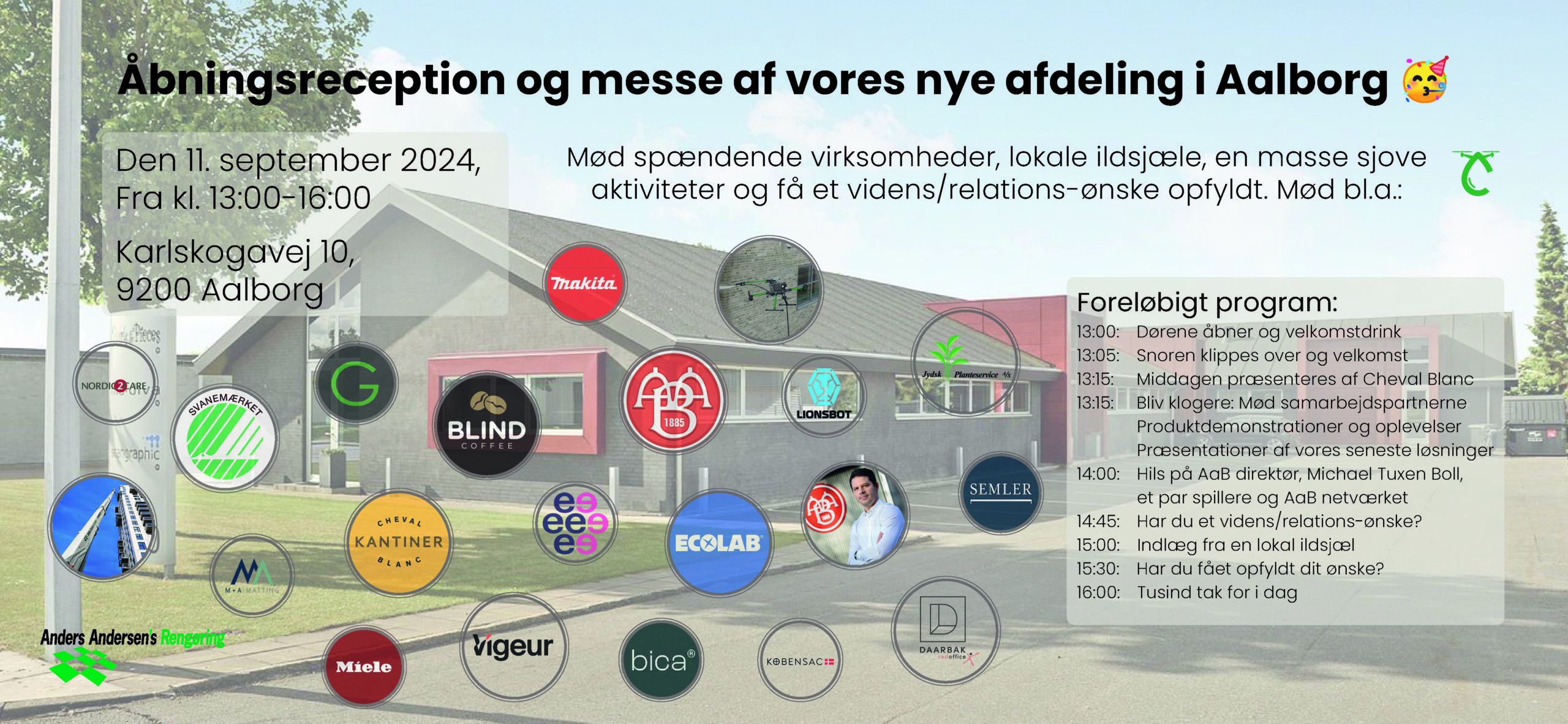 Program til åbningen af Anders Andersens Rengøring i Aalborg